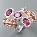 925 Künstlerischer Rhodolith Granat Ring Größe 13