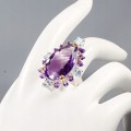 Künstlerischer Ring 35 Karat Amethyst Topas Größe 19,5
