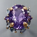 Künstlerischer Ring natürlicher Amethyst Topas Größe 17