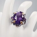 Künstlerischer Ring natürlicher Amethyst Topas Größe 17