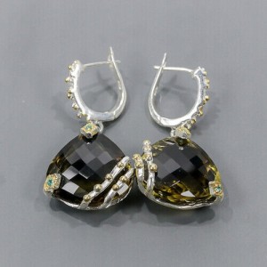 Künstlerische Ohrringe 38ct Zitronenquarz Silber 2