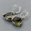 Künstlerische Ohrringe 38ct Zitronenquarz Silber 2