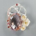925 Art Brosche 24 Karat Ametrin AAA Granate