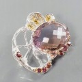 925 Art Brosche 24 Karat Ametrin AAA Granate