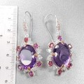 925 Künstlerische Ohrringe Amethyste Topas Granate 2