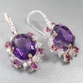 925 Künstlerische Ohrringe Amethyste Topas Granate 2