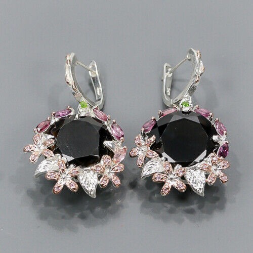 Künstlerische Ohrringe natürlicher Rauchquarz Granat 2