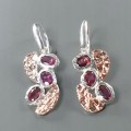 Künstlerische Granat Rhodolit Ohrringe aus Sterlingsilber 2 925