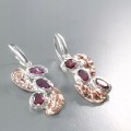 Künstlerische Granat Rhodolit Ohrringe aus Sterlingsilber 2 925
