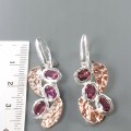Künstlerische Granat Rhodolit Ohrringe aus Sterlingsilber 2 925