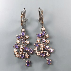 Künstlerische Ohrringe natürliche Amethyste Zirkonia 2