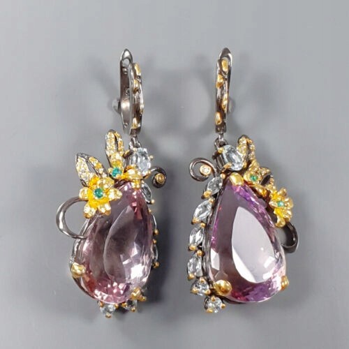 925 Künstlerische Ohrringe 70 ct Ametrin Topas 2