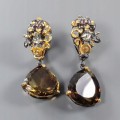 Ohrringe Citrin Quarz Amethyste Saphire Silber 2