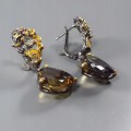 Ohrringe Citrin Quarz Amethyste Saphire Silber 2