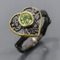 Künstlerischer Herz Ring Naturperidot Größe 13