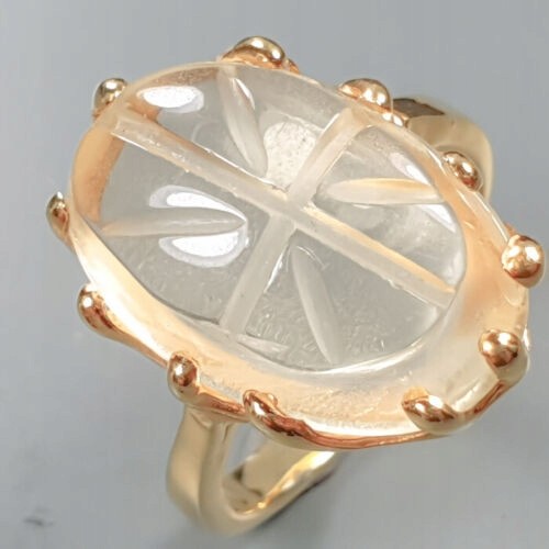 925 böhmischer Citrin-Quarz Ring Größe 22