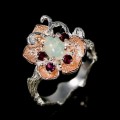 Künstlerischer Feueropal Granat Ring Größe 16,5