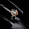Künstlerischer Feueropal Granat Ring Größe 16,5