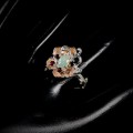 Künstlerischer Feueropal Granat Ring Größe 16,5