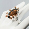 Künstlerischer Ring 35 Karat Cognac Quarz Größe 17
