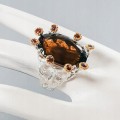 Künstlerischer Ring 35 Karat Cognac Quarz Größe 17