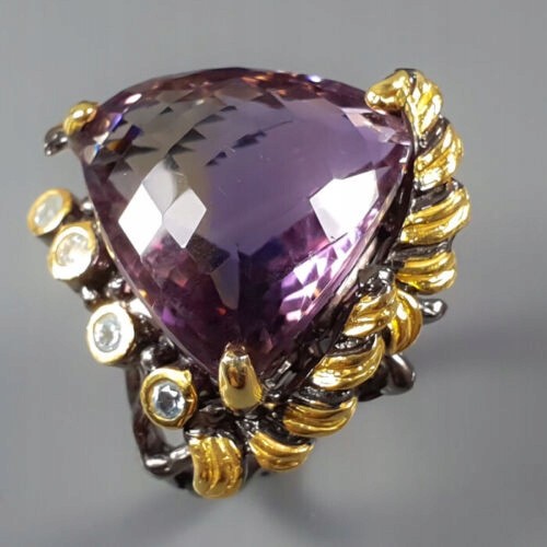 Böhmischer Ring 35 ct Ametrin Topas Größe 20
