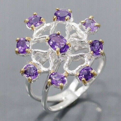 Künstlerische Ring Größe 16,5 natürliche Amethyste