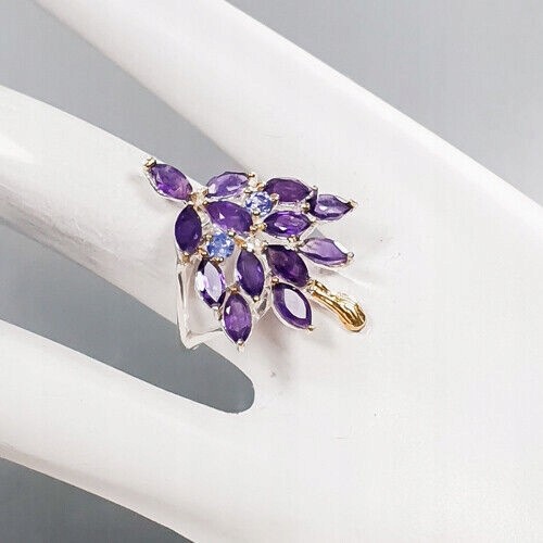 Künstlerische Tansanit Amethyste Ring Größe 19,5