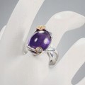 Künstlerischer Ring natürlicher Amethyst Topas Größe 17
