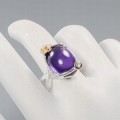 Künstlerischer Ring natürlicher Amethyst Topas Größe 17