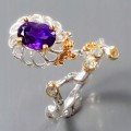 925 Amethyst-Topas-Ring das Ausmaß 15,5