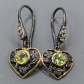 925 Artistic Natural Olivine Heart Ohrringe 2