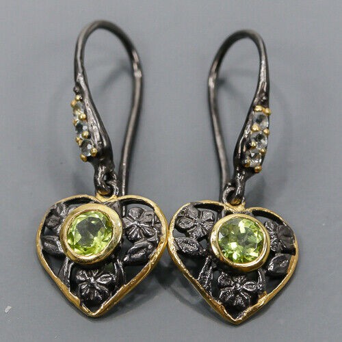 925 Artistic Natural Olivine Heart Ohrringe 2