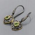 925 Artistic Natural Olivine Heart Ohrringe 2