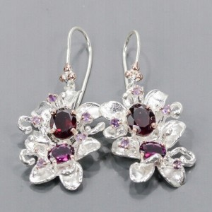 Künstlerische Amethyst-Ohrringe natürliche Granat