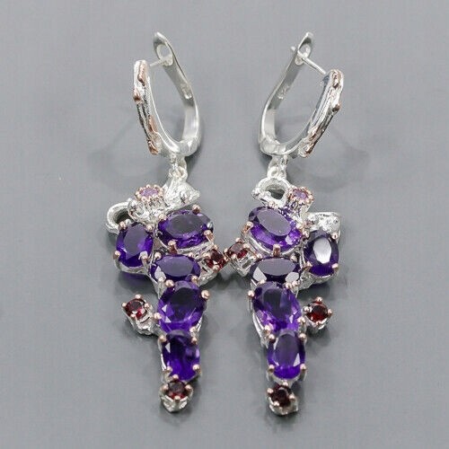 Künstlerische natürliche Amethyst-Ohrringe Granat 2