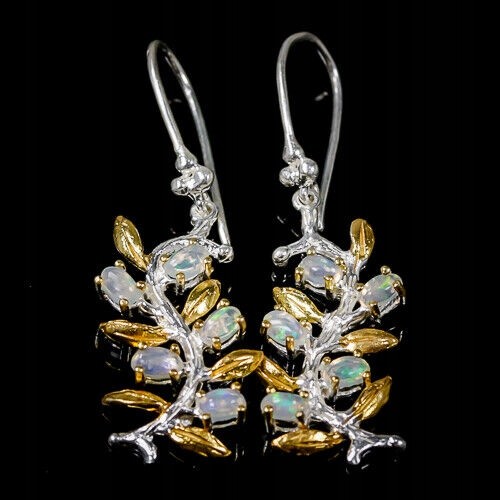 Künstlerische Ohrringe natürlicher Feueropal 925 2