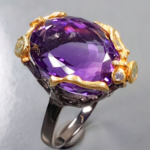 Künstlerischer Ring AAA Amethyst Topas  Größe 19