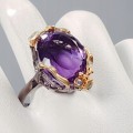 Künstlerischer Ring AAA Amethyst Topas  Größe 19