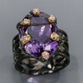 925 Kunstring Amethyst mit Zirkonia Größe 17
