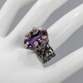 925 Kunstring Amethyst mit Zirkonia Größe 17