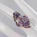 925 Böhmischer Ring Topas Amethyste Größe 13,5