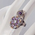 925 Böhmischer Ring Topas Amethyste Größe 13,5