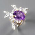 925 böhmischer Tansanit Amethyst Ring Größe 15