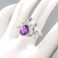 925 böhmischer Tansanit Amethyst Ring Größe 15