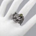 Künstlerische Ring Größe 17 Olivin Diopsid Granat