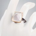 Künstlerischer Ring natürlicher Rosenquarz Größe 19
