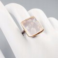 Künstlerischer Ring natürlicher Rosenquarz Größe 19