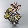 925 Art Peridot Blumen Ring Größe 14