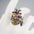 925 Art Peridot Blumen Ring Größe 14